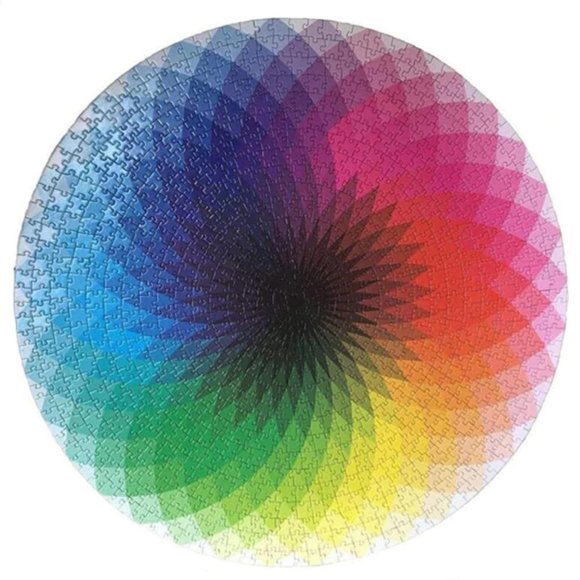 1000 Piece Round Jigsaw Puzzle Colorful Rainbow - Picture 3 of 6